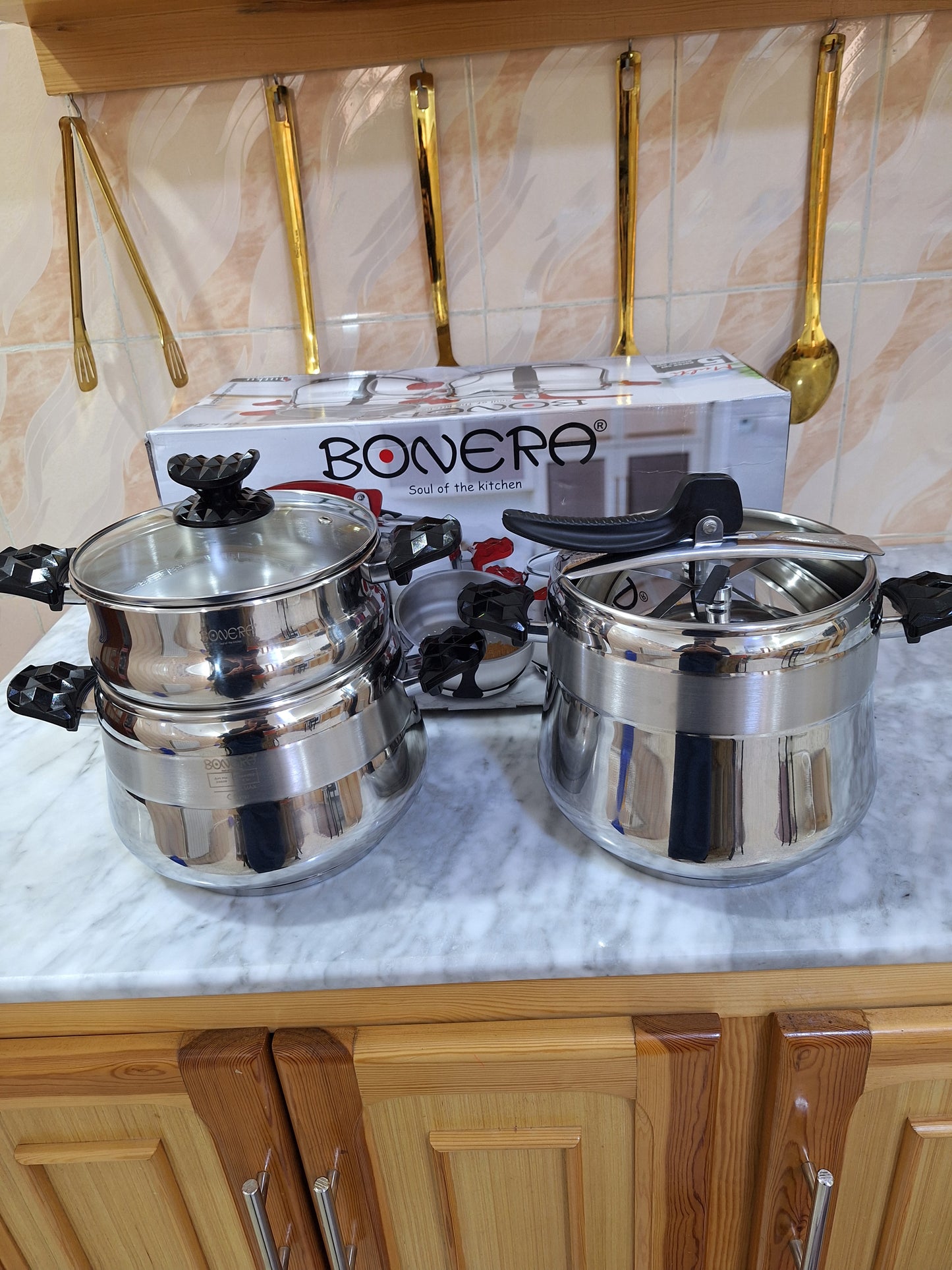 BONERA Cocotte 5 pec En Acier Inoxydable 18/10