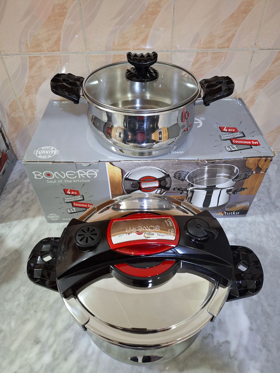 BONERA Cocotte 4 pec En Acier Inoxydable 18/10