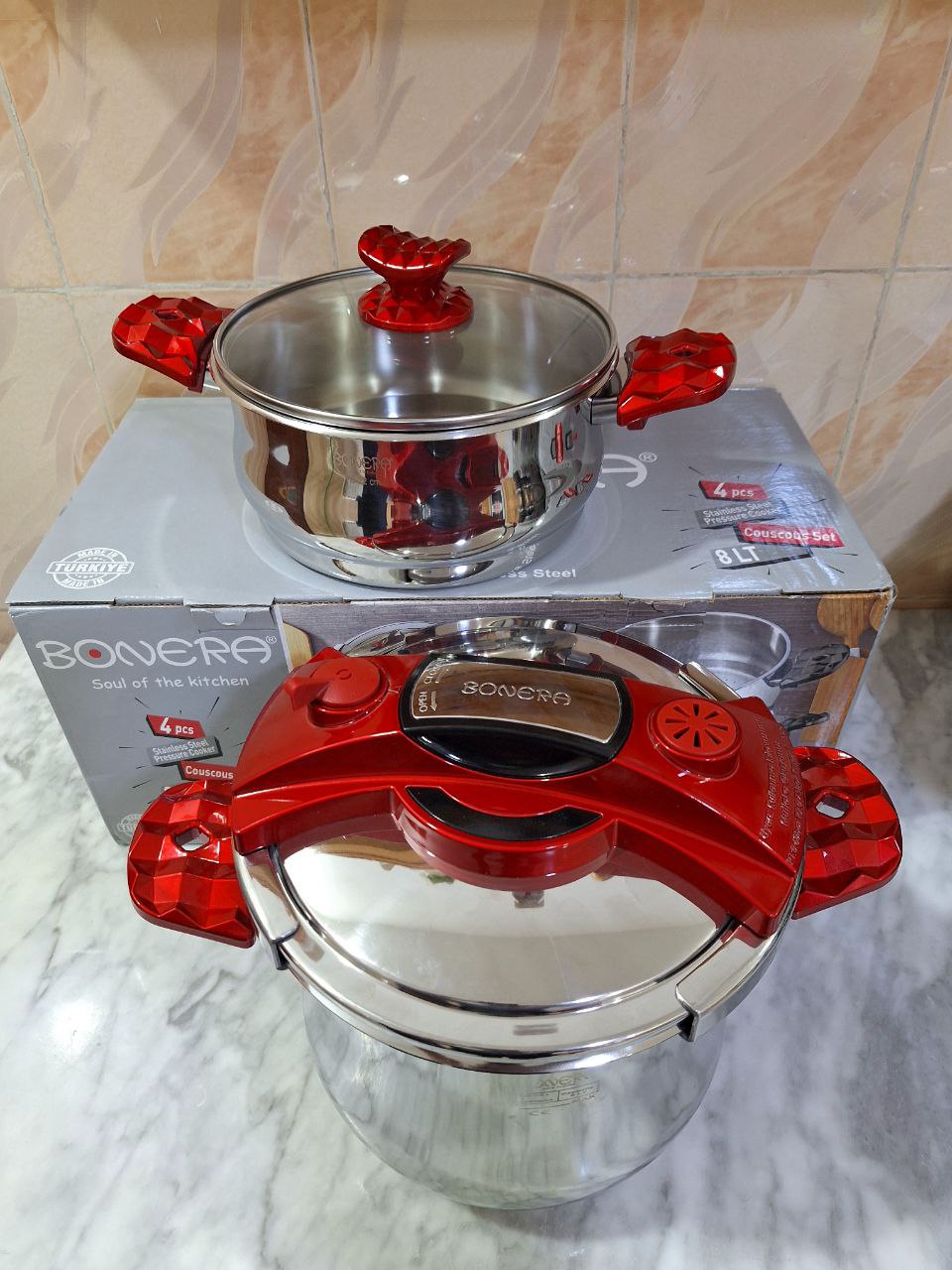 BONERA Cocotte 4 pec En Acier Inoxydable 18/10